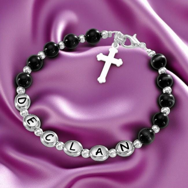 Personalisiertes Jungen Armband Zur Taufe Oder Erstkommunion. Beliebiger Name Personalisiertes Jungen Armband Zur Taufe Oder Erstkommunion. Beliebiger Name von Jewels4girls