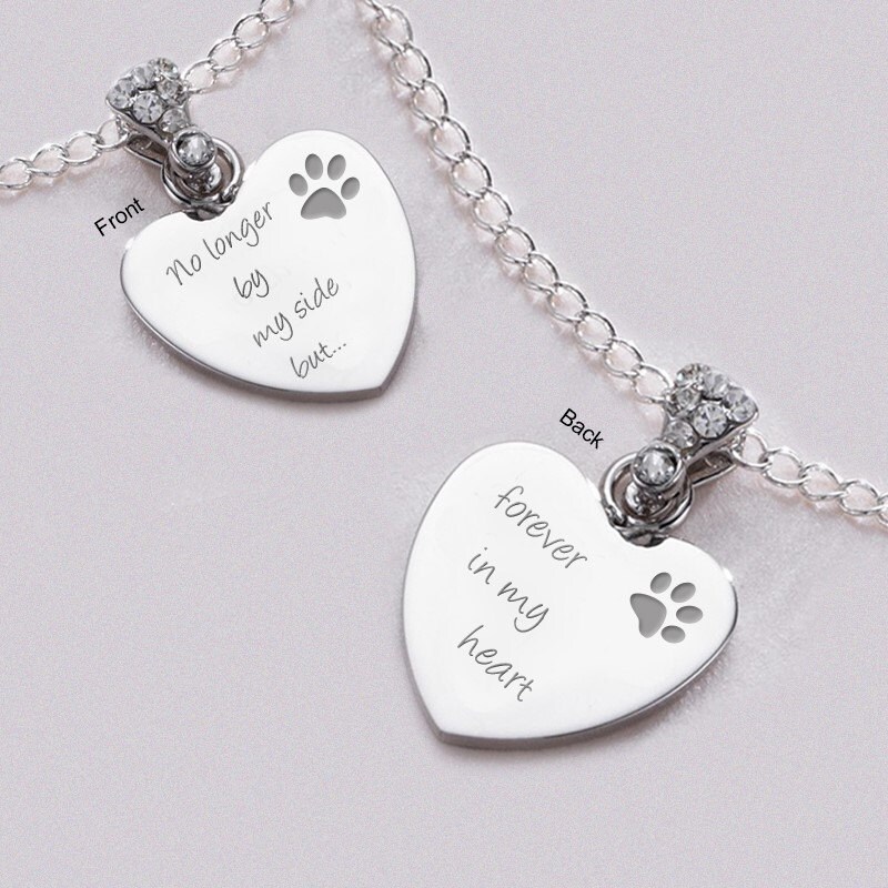 Pfotenabdrücke Auf Ihrem Herz Halskette, Haustier Verlust, Katzen Hunde Sympathie Geschenk von Jewels4girls