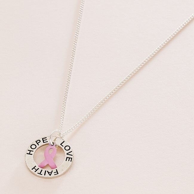 Rosa Brust Krebs Bewusstsein Band Halskette Mit Glauben Hoffnung Liebe Ring von Jewels4girls