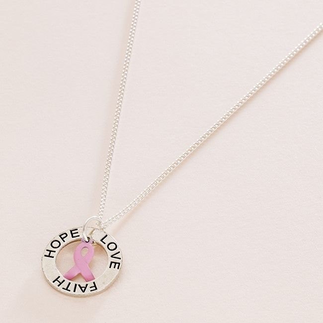 Rosa Brust Krebs Bewusstsein Band Halskette Mit Glauben Hoffnung Liebe Ring von Jewels4girls