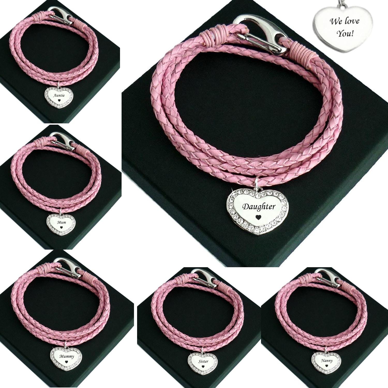 Rosa Leder Wickelarmband. Hohe Qualität. Kann Personalisiert Werden Beliebige Gravur. Größen Für Frauen Und Mädchen, Mutter, Tochter, Mama, Schwester von Jewels4girls