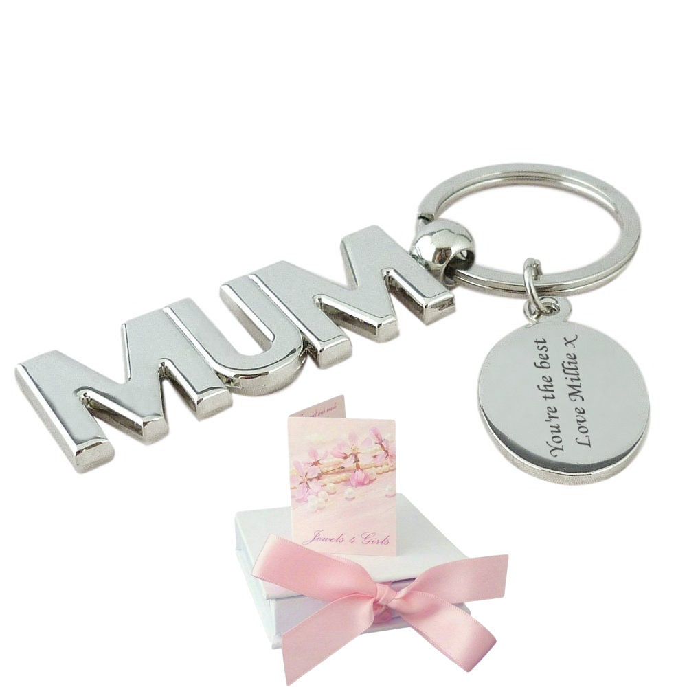 Schlüsselanhänger Für Mütter, Personalisierbar Mit Graviertem Ovalem Anhänger von Jewels4girls