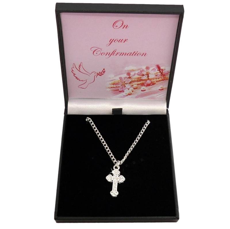 Schöne Kreuz Halskette Mit Kristallen, Geschenk Zur Konfirmation. Mädchen Anhänger in Geschenkbox, Konfirmation von Jewels4girls