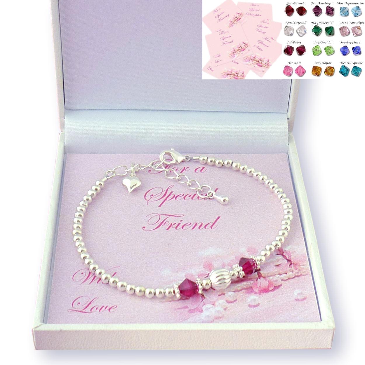Schönes Birthstone Armband, Einzelne Geriffelte Perle, Geschenk Verpackt Für Spezielle Freundin, Mutter, Schwester, Tochter, Kindermädchen von Jewels4girls
