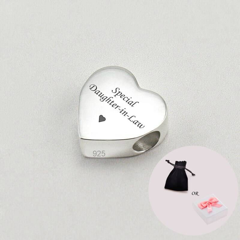 Schwiegertochter Charm Bead, Graviertes 925 Sterling Silber Herz Für Armbänder von Jewels4girls