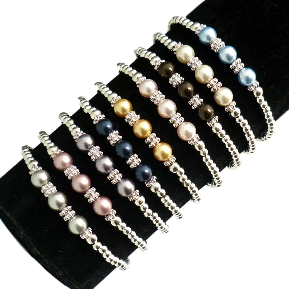 Silber Perlenarmband Für Brautjungfer, Trauzeugin Oder Blumenmädchen Mit Perlen, Auswahl Aus Vielen Farben von Jewels4girls