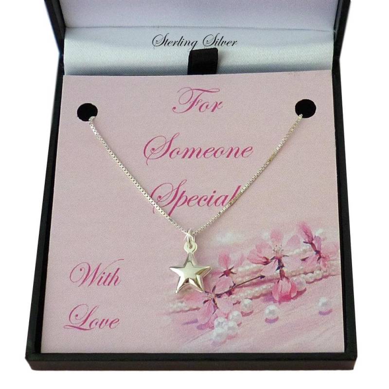 Sterling Silber Stern Halskette Geschenk Für Enkelin, Tochter, Patentochter, Nichte, Jemand Besonderes, Tante, Patin, Kindermädchen Etc von Jewels4girls