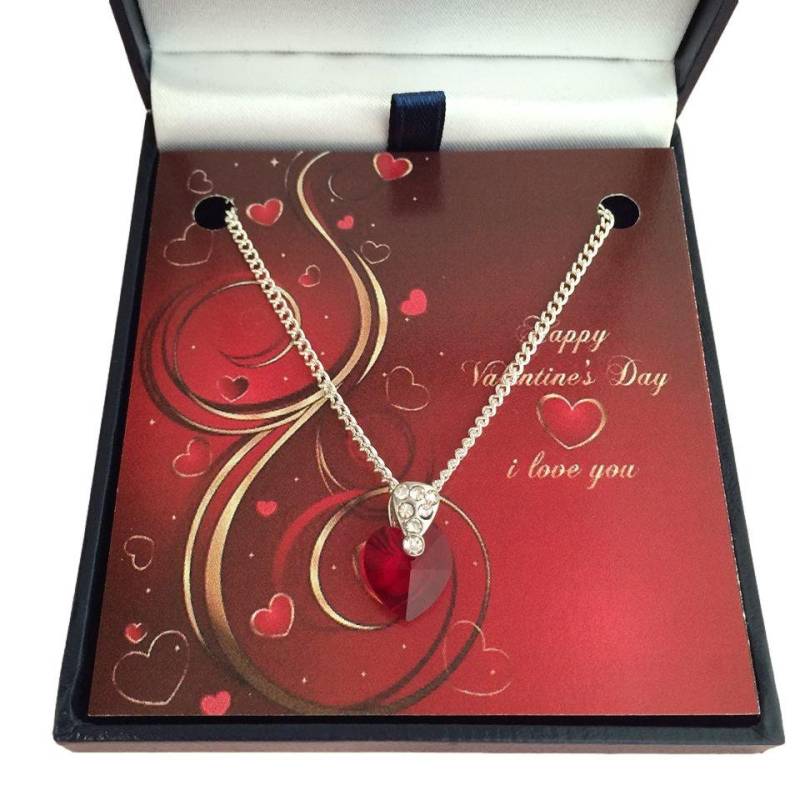 Valentines Halskette Mit Rotem Kristallherz in Geschenkbox. Geschenk Für Eine Frau Oder Ein Mädchen Zum Valentinstag von Jewels4girls