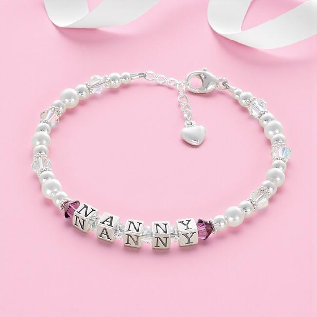 sterling Silber Armband Für Nanny, Nan, Oma, Nanna, Gran Oder Oma. Geschenk Verpackt. Optional Geburtssteine. 925Er Silber von Jewels4girls
