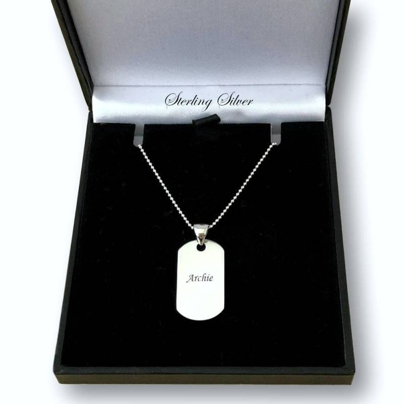 sterling Silber Gravierte Kleine Dogtag Halskette Personalisierte Schmuck Hundemarke Für Männer Oder Jungen von Jewels4girls