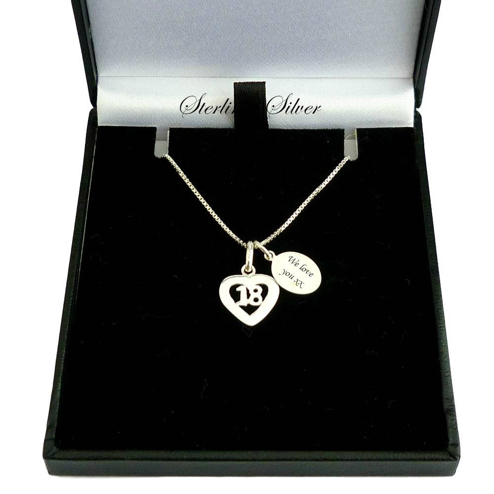 sterling Silber Halskette Mit 18 Anhänger Und Personalisierten, Gravierten Anhänger. Geschenk Zum 18.geburtstag von Jewels4girls