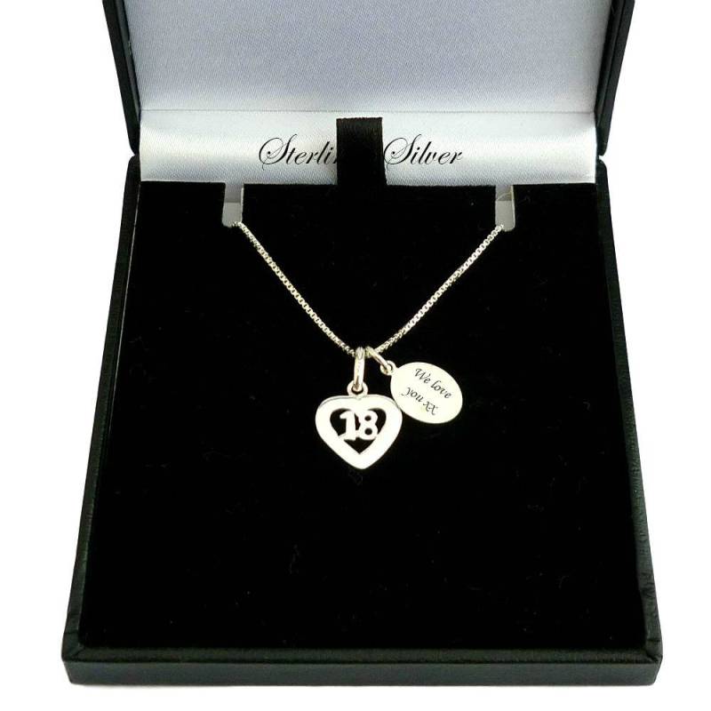 sterling Silber Halskette Mit 18 Anhänger Und Personalisierten, Gravierten Anhänger. Geschenk Zum 18.geburtstag von Jewels4girls