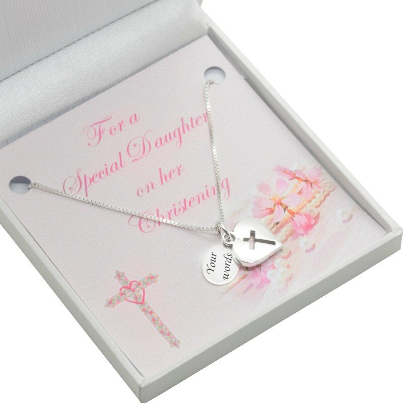 sterling Silber Halskette Mit Kreuz Im Herz, Taufgeschenk Für Tochter, Patenkind, Nichte Usw von Jewels4girls