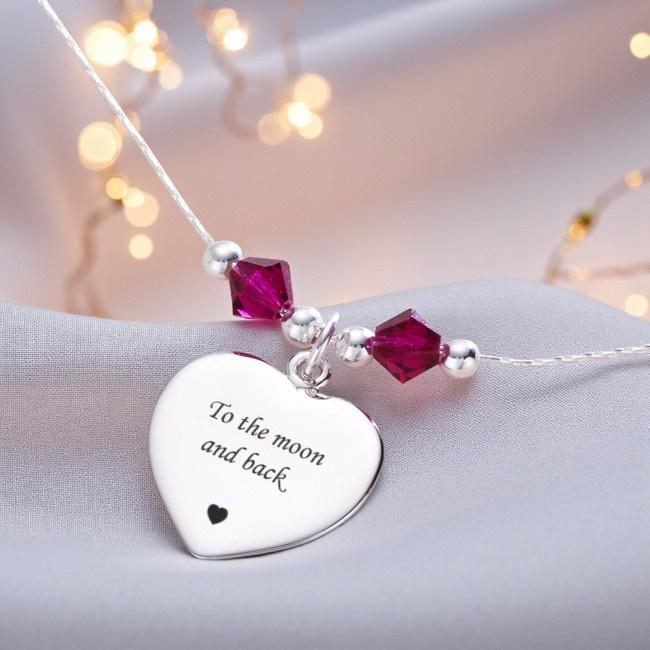 Herzanhänger Aus Sterlingsilber Mit Geburtssteinen Und Gravur. Größen Für Damen Mädchen von Jewels4girls
