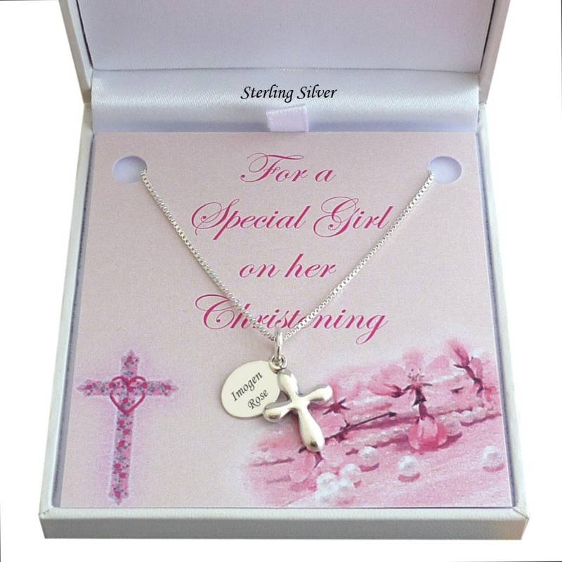 sterling Silber Kreuz Halskette in Geschenkbox Für Tochter, Patenkind Usw., Taufgeschenk Mädchen von Jewels4girls