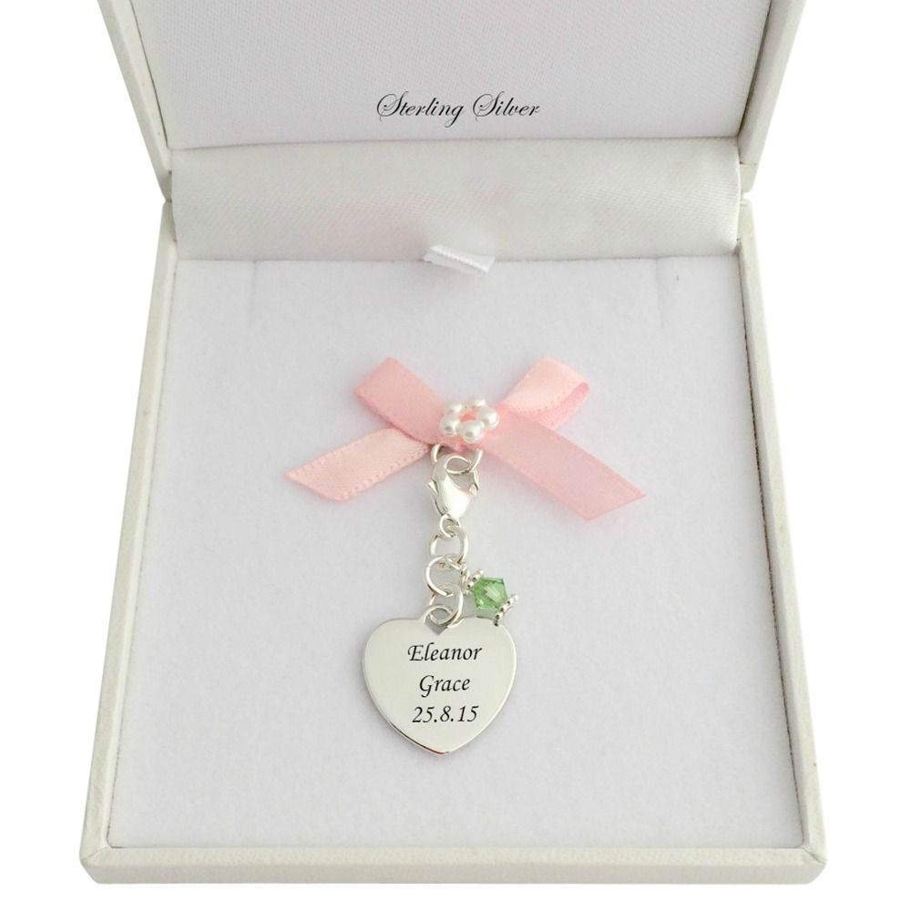 sterling Silber Personalisierter Herz Und Birthstone Charm - Gravur Inklusive Wunderschön Geschenkboxed von Jewels4girls