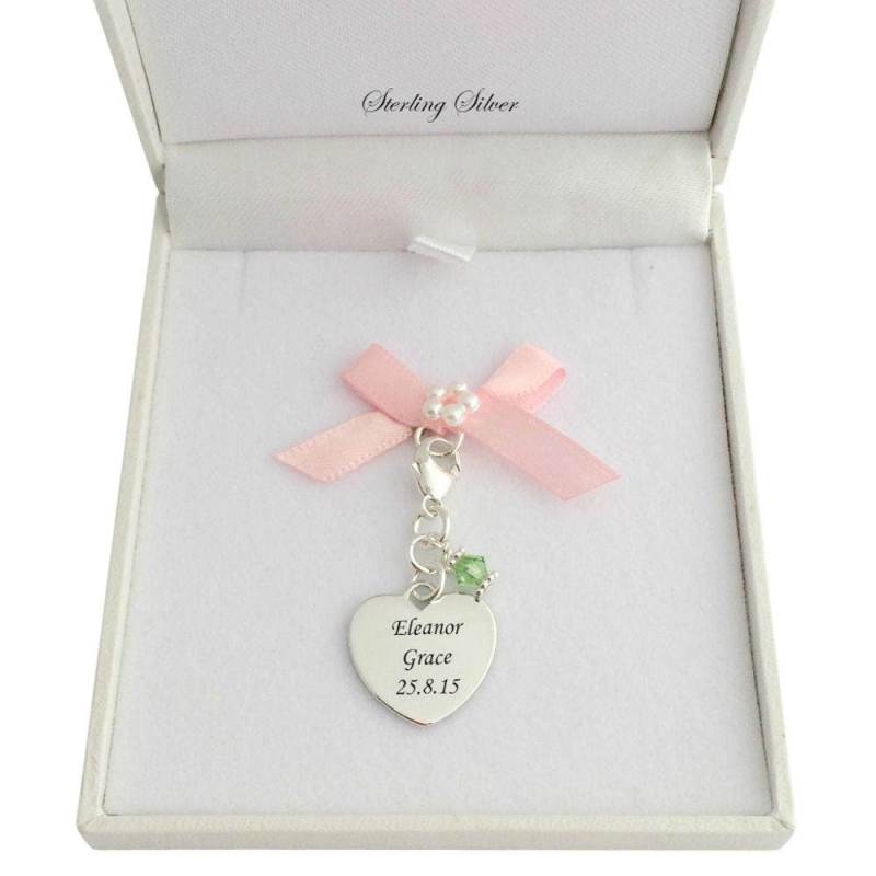 sterling Silber Personalisierter Herz Und Birthstone Charm - Gravur Inklusive Wunderschön Geschenkboxed von Jewels4girls