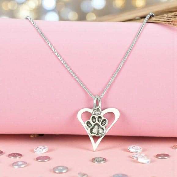 sterling Silber Pfote Halskette Mit Offenem Herzen Geschenkkarte Für Mama, Nanny, Schwester Usw von Jewels4girls