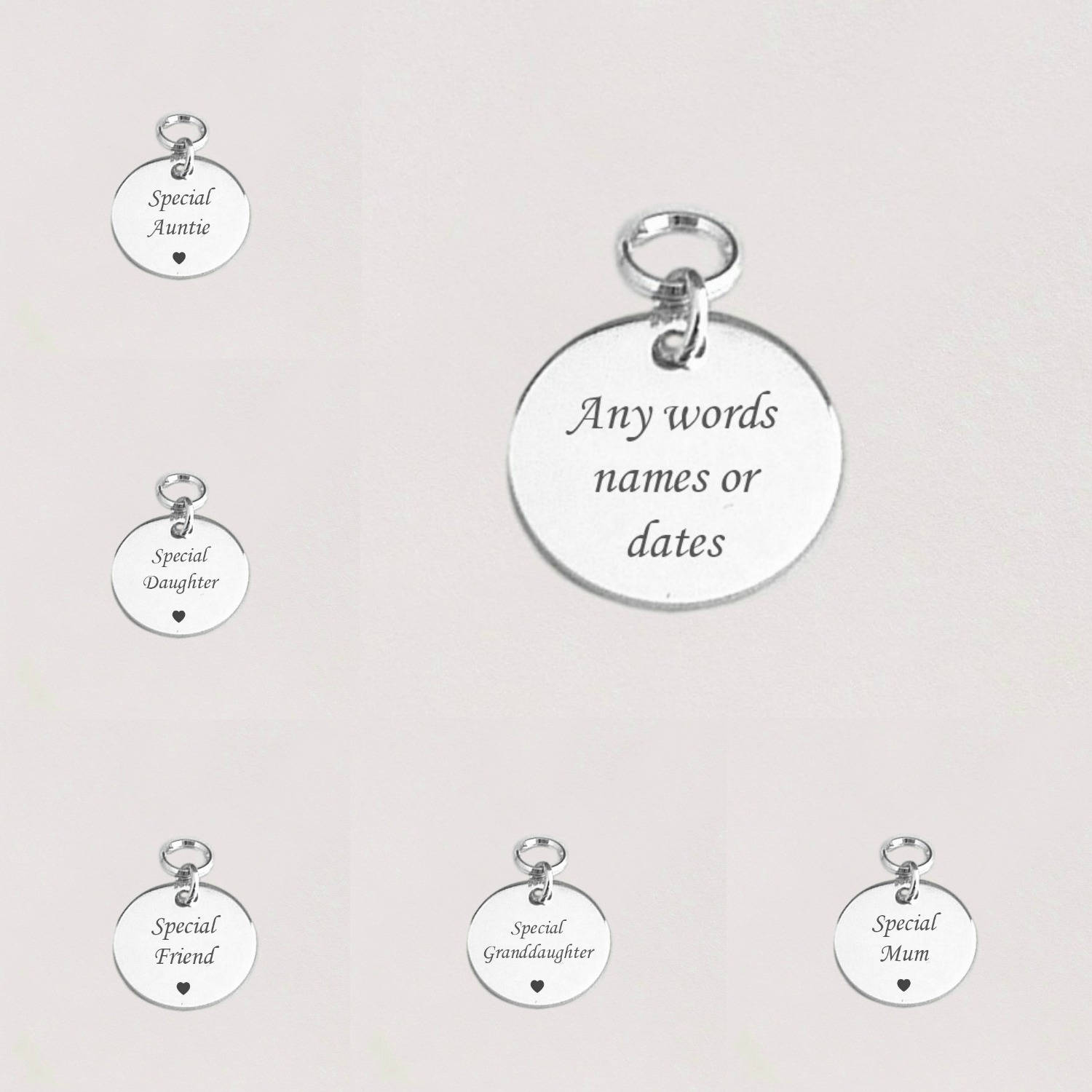 sterling Silber Schmuckanhänger Mit Gravur Auf Spaltring Runde Anhänger Gravur Für Mama, Tochter, Enkelin, Nichte, Patin sterling Silber Schmuckanhänger Mit Gravur Auf Spaltring Runde Anhänger Gravur Für Mama, Tochter, Enkelin, Nichte, Patin von Jewels4girls