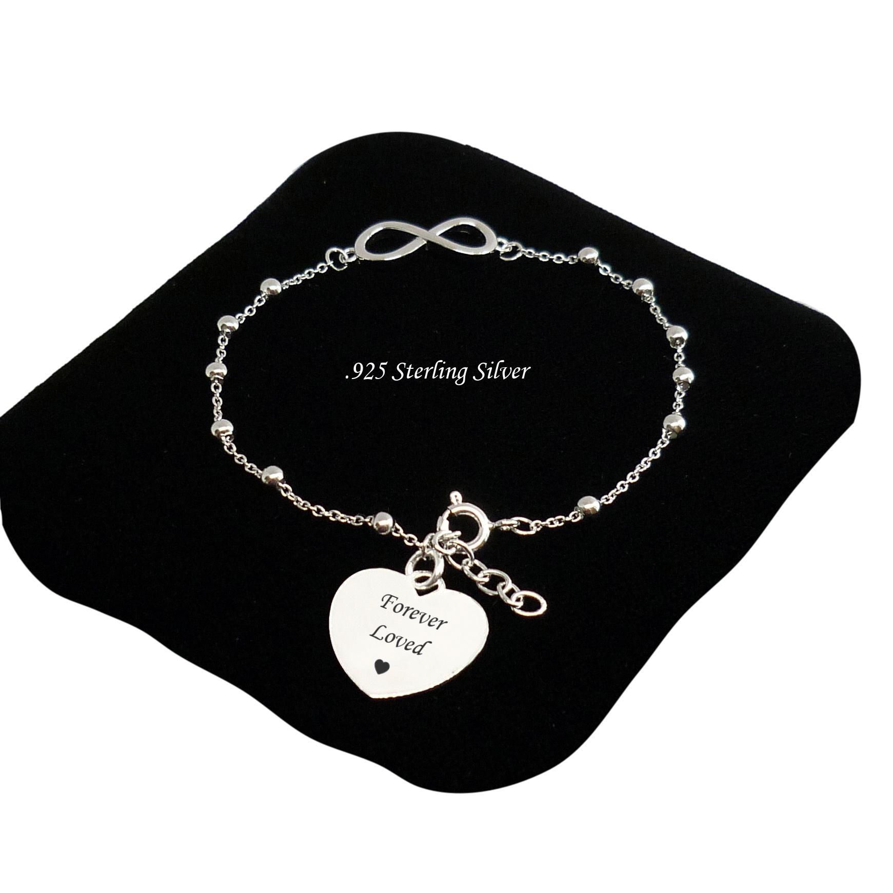 sterling Silber Trauer Armband Mit Infinity Link Und Perlen. 925 Armband, Beileid Geschenk, Erinnerung Gravur von Jewels4girls