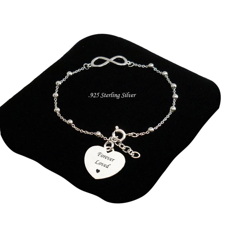 sterling Silber Trauer Armband Mit Infinity Link Und Perlen. 925 Armband, Beileid Geschenk, Erinnerung Gravur von Jewels4girls