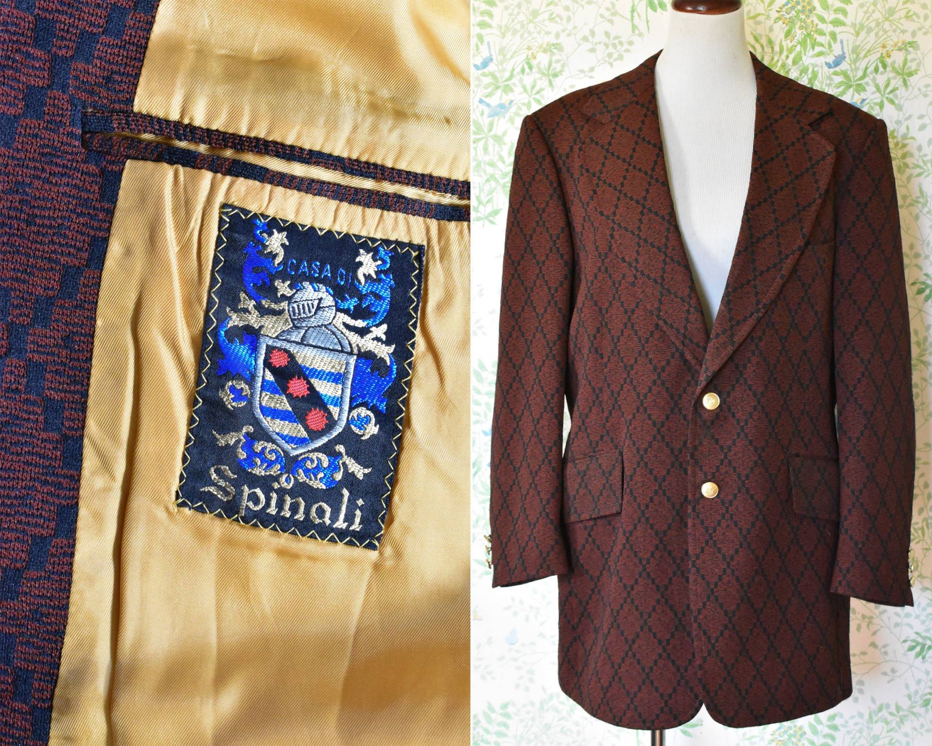 Diamond Hatch 1960Er 70Er Vintage Dunkelrot Ziegelrot Braun + Schwarz Wolle Polyester Blazer Jacke // Von Spinali Größe Medium 42 Diamond Hatch 1960Er 70Er Vintage Dunkelrot Ziegelrot Braun + Schwarz Wolle Polyester Blazer Jacke // Von Spinali Größe Medium 42 von Jewels4pandas