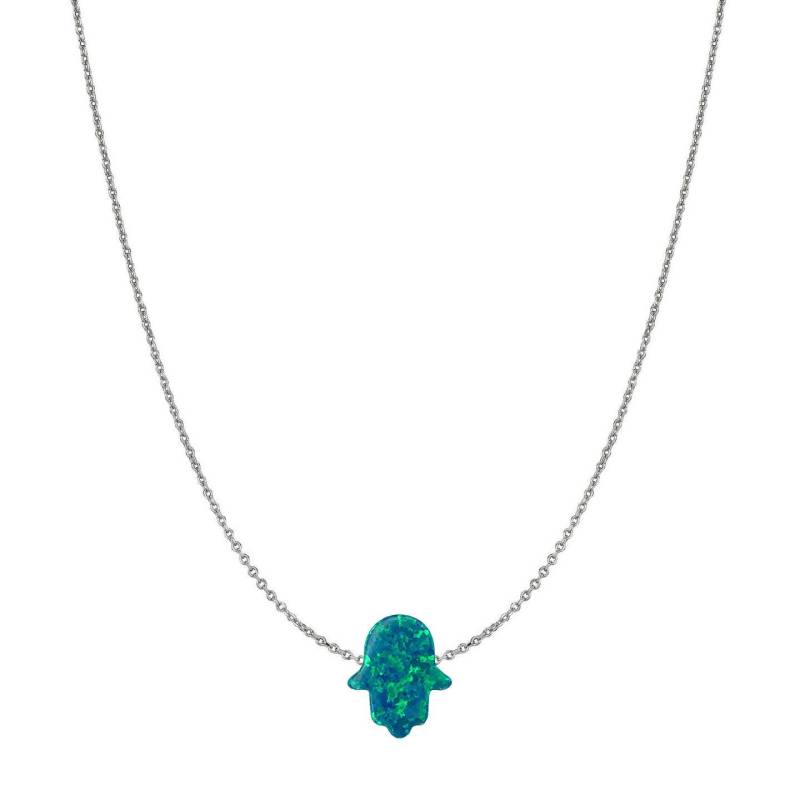 14 Karat Gold 11 X 13 Mm Pfau Blau Grün Opal Hamsa Hand Halskette 14 Karat Gold 11 X 13 Mm Pfau Blau Grün Opal Hamsa Hand Halskette von JewelsByElleNYC