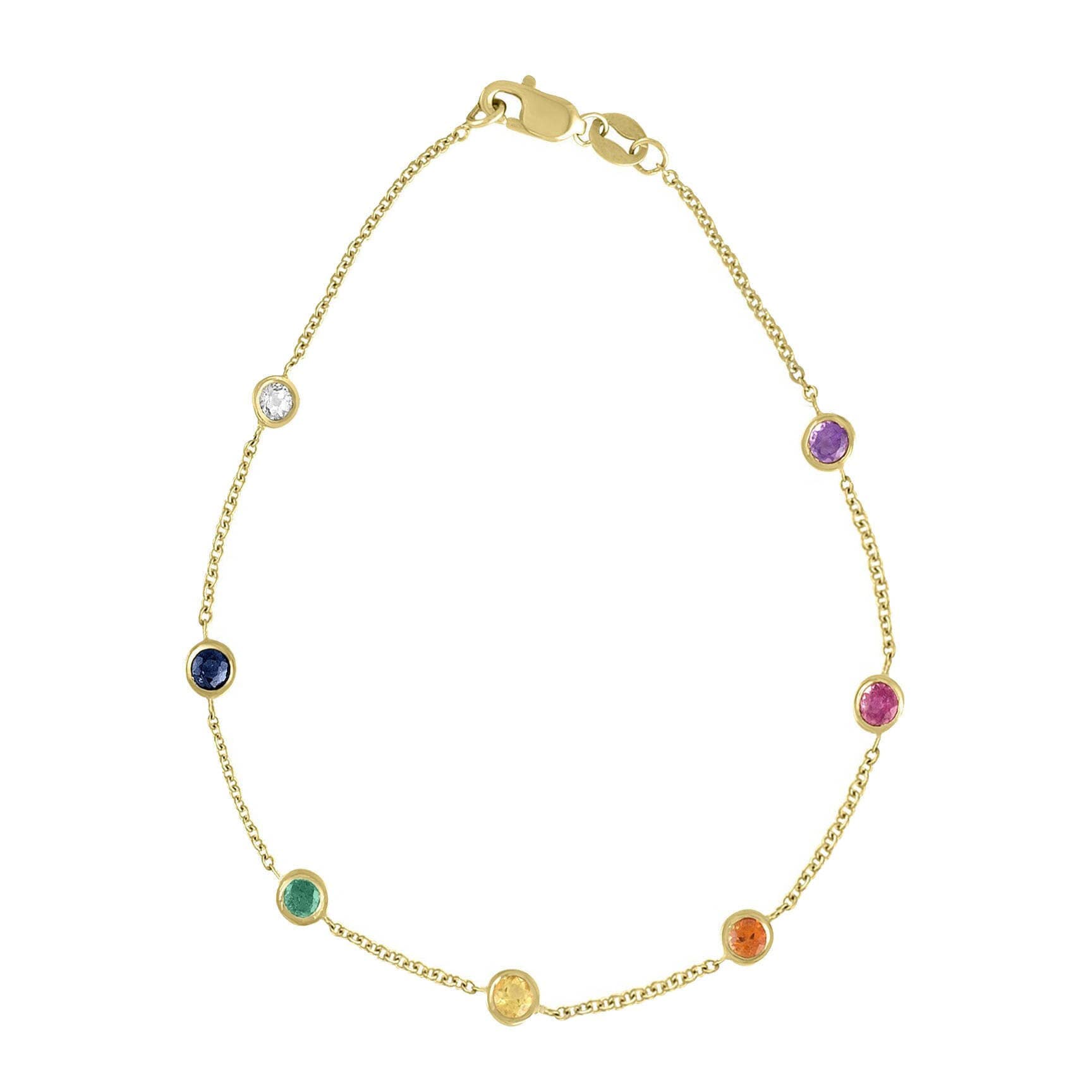 14 Karat Gold Echte Bunte Regenbogen Edelstein Lünette Station Halskette 14 Karat Gold Echte Bunte Regenbogen Edelstein Lünette Station Halskette von JewelsByElleNYC