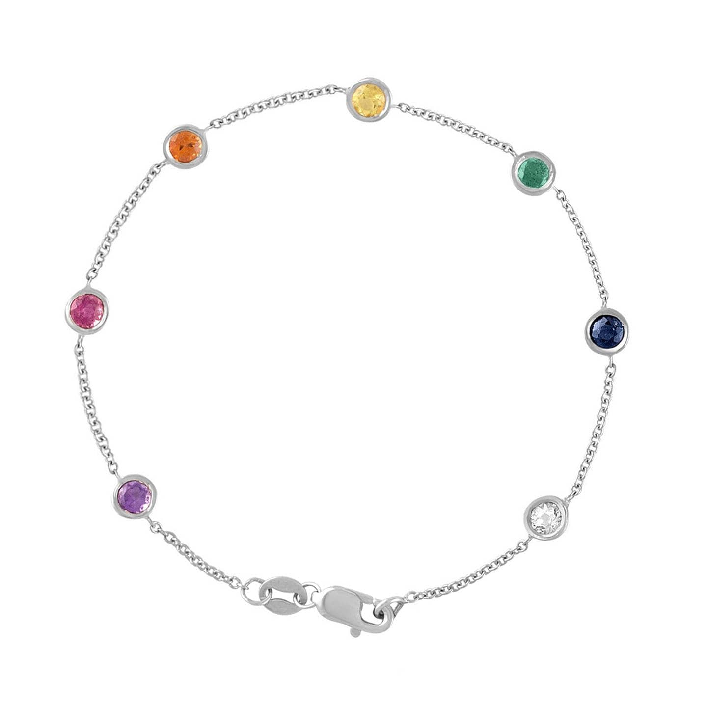 14 Karat Gold Echter Edelstein Bunte Regenbogen Station Armband 14 Karat Gold Echter Edelstein Bunte Regenbogen Station Armband von JewelsByElleNYC