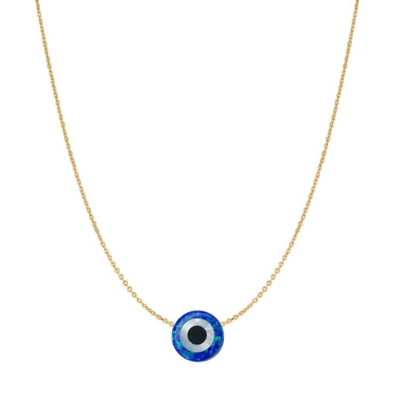 14K Gold Blau Opal Evil Eye Halskette Perlmutt Anhänger von JewelsByElleNYC