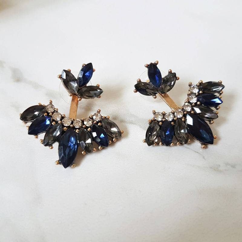 Blaue Strassohrringe Jacke | Gold Statement Schmuck von JewelsByHouseOfAria