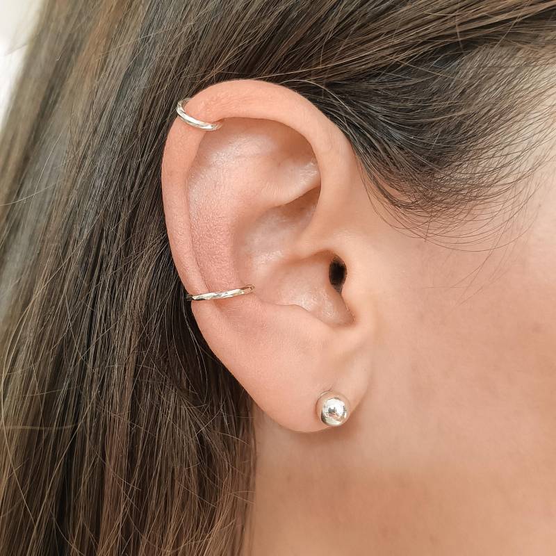 Diamantgeschliffene Doppel-Ohrmanschette Aus Sterlingsilberdraht-Kein Piercing Erforderlich-Diamantgeschliffener Draht Für Einen Funkelnden von JewelsByMoonli