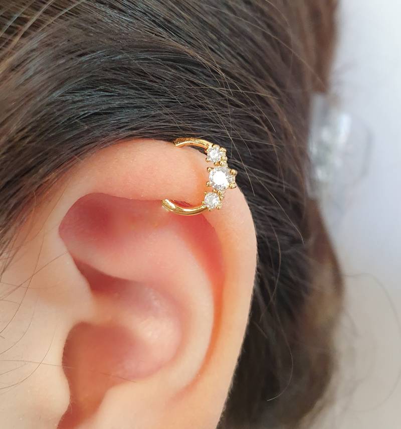 Helix Ring Clicker-Helix Hoop-Helix Piercing-Helix Schmuck-16 Gauge Silber Gold Ring-Nasenring-Cz 8 Mm Septum Daith Hinged Clicker von JewelsByMoonli
