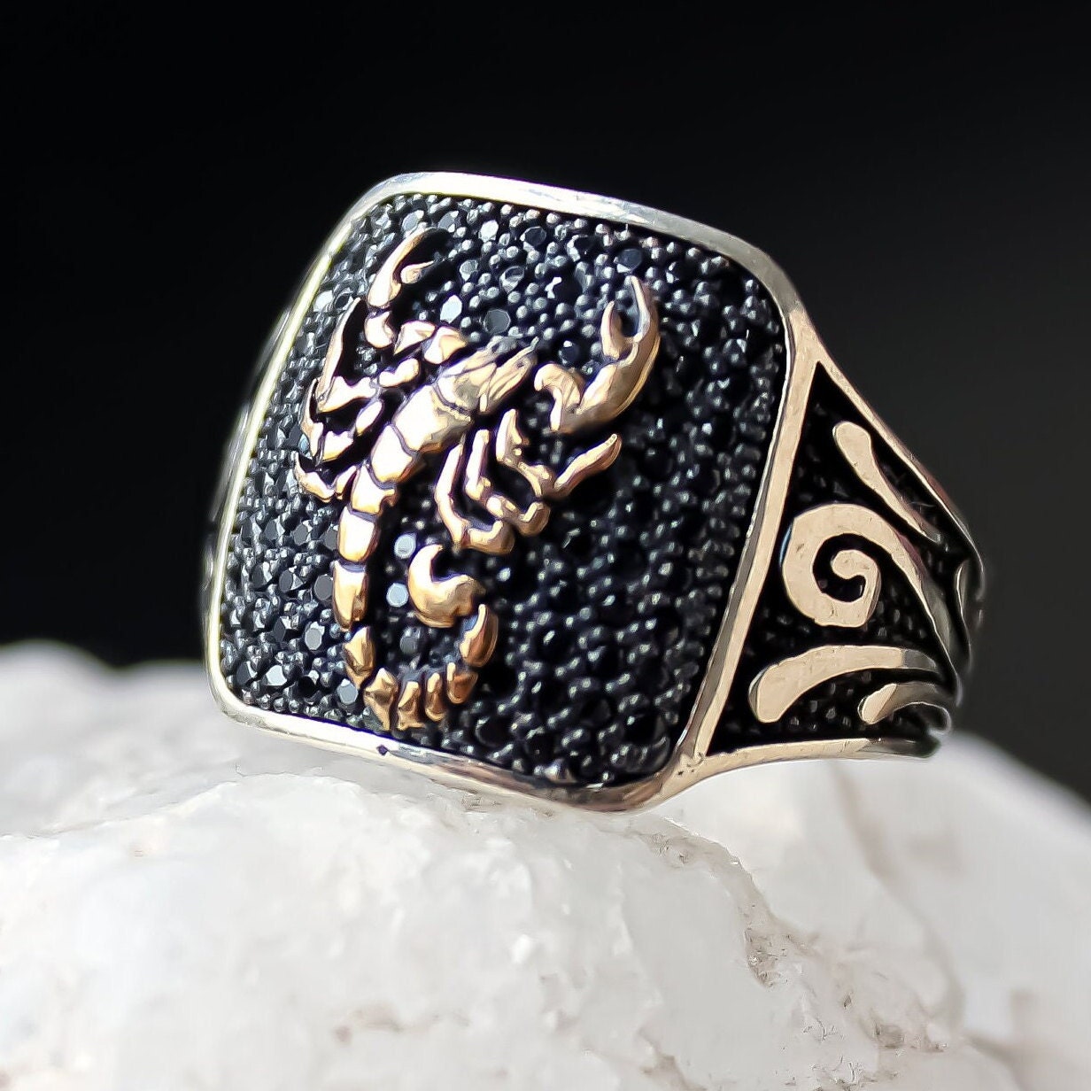 Großer Herren Schmuck Sale, Skorpion Silber Ring, Zirkon Stein, Cooler Handgemachter Geschenk Für Männer, 925 Silber, Ringe Männer von JewelsByNargili