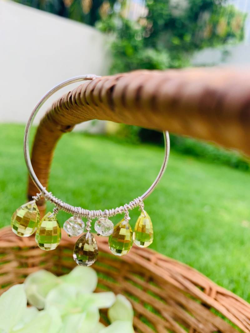 Natürliche Bio Zitrone Halbedelstein Tropfen Creolen in Sterling Silber/18K Gold Vermeil/Roségold, Geschenk Für Sie, Handgemachte Ohrringe von JewelsByNimisha