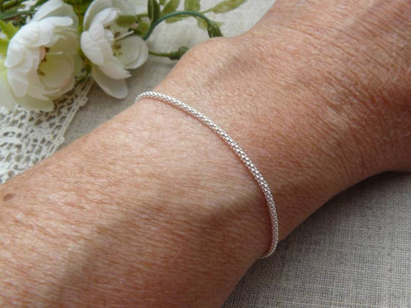 Massives 925Er Silberarmband, Diamantkette, Feine Pop-Kette, Popcorn-Kette, Massives Silber, Gemischt, Geschenk Massives 925Er Silberarmband, Diamantkette, Feine Pop-Kette, Popcorn-Kette, Massives Silber, Gemischt, Geschenk von JewelsBySylvieC
