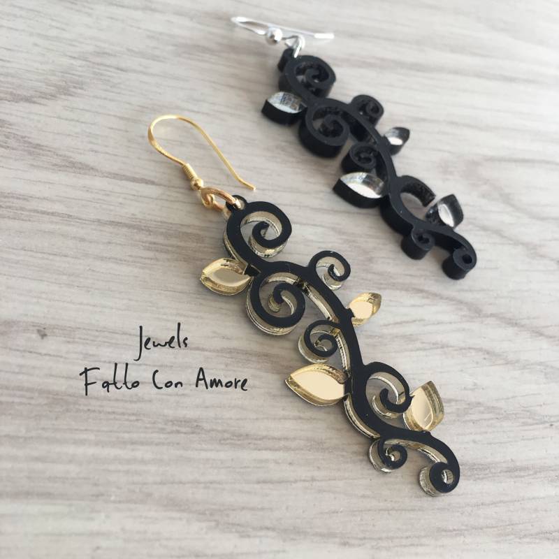 Blatt Spirale Baumeln Ohrringe, Acryl Schwarzes Gold, Silber, Spiegel Laser Geschnitten Wald Schmuck Geschenk Für Sie Blatt Spirale Baumeln Ohrringe, Acryl Schwarzes Gold, Silber, Spiegel Laser Geschnitten Wald Schmuck Geschenk Für Sie von JewelsFattoConAmore