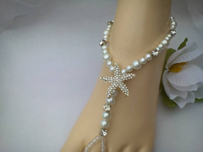 Perle Starfish Sandale Bridal Jewelry Barfuß Hochzeit Braut Sandalen von JewelsForYourFeet