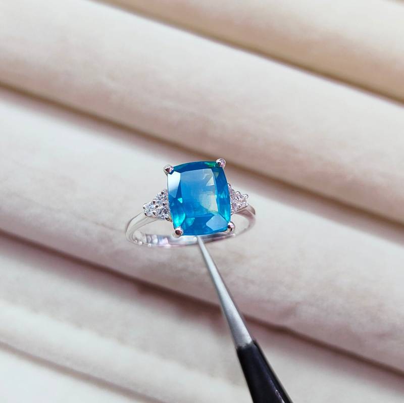 Bi Farbener Saphir Ring, 925 Sterling Silber Lab Kreierter Multi Color Saphir, Blauer Und Grüner Ring von JewelsGalleryArt