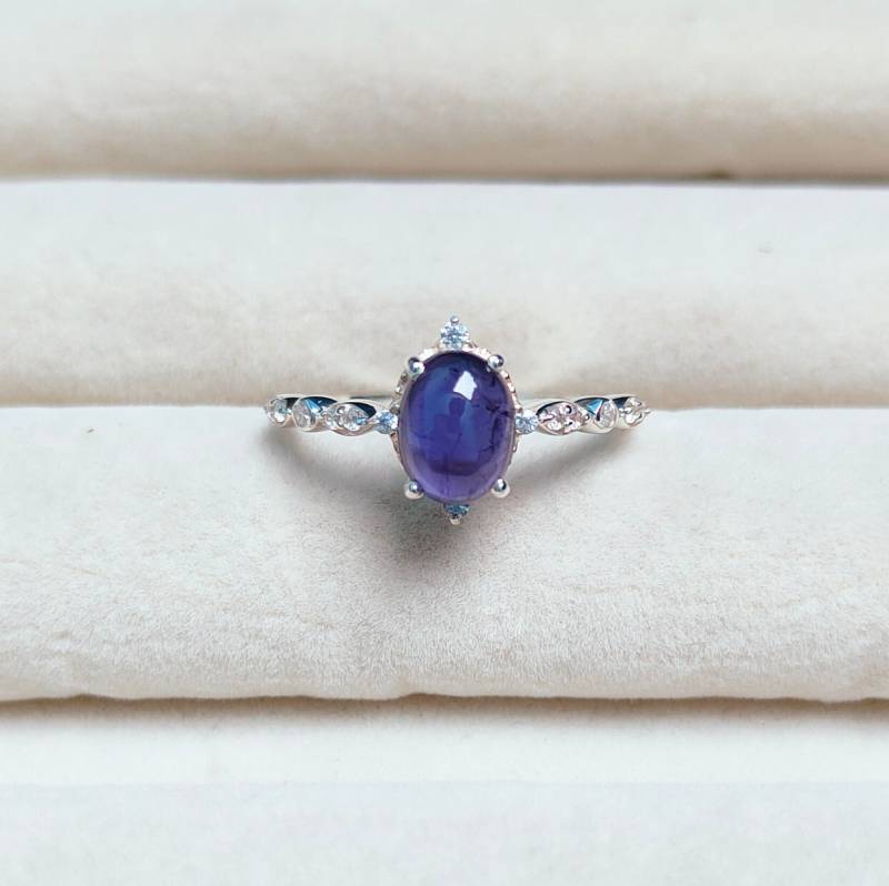 Natürlicher Iolith Ring, Cabochon 925 Sterling Silber Handgemachter Ring von JewelsGalleryArt