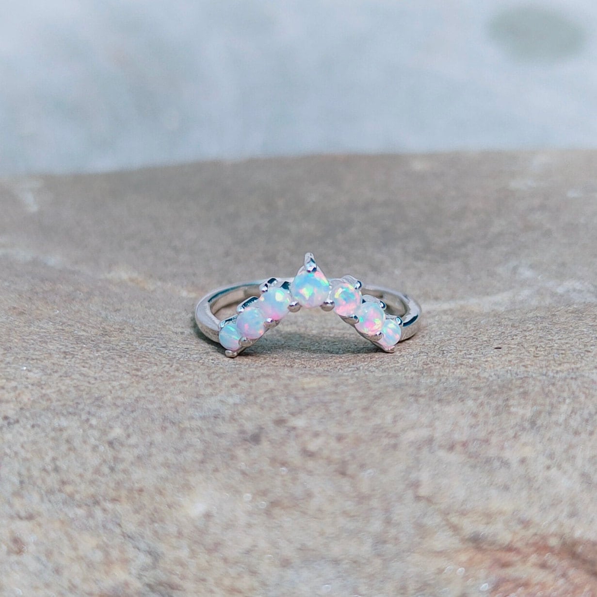 Opal Band Ring, Runder Band Ehering, Sterling Silber Oktober Geburtsstein Multi Ring von JewelsGalleryArt