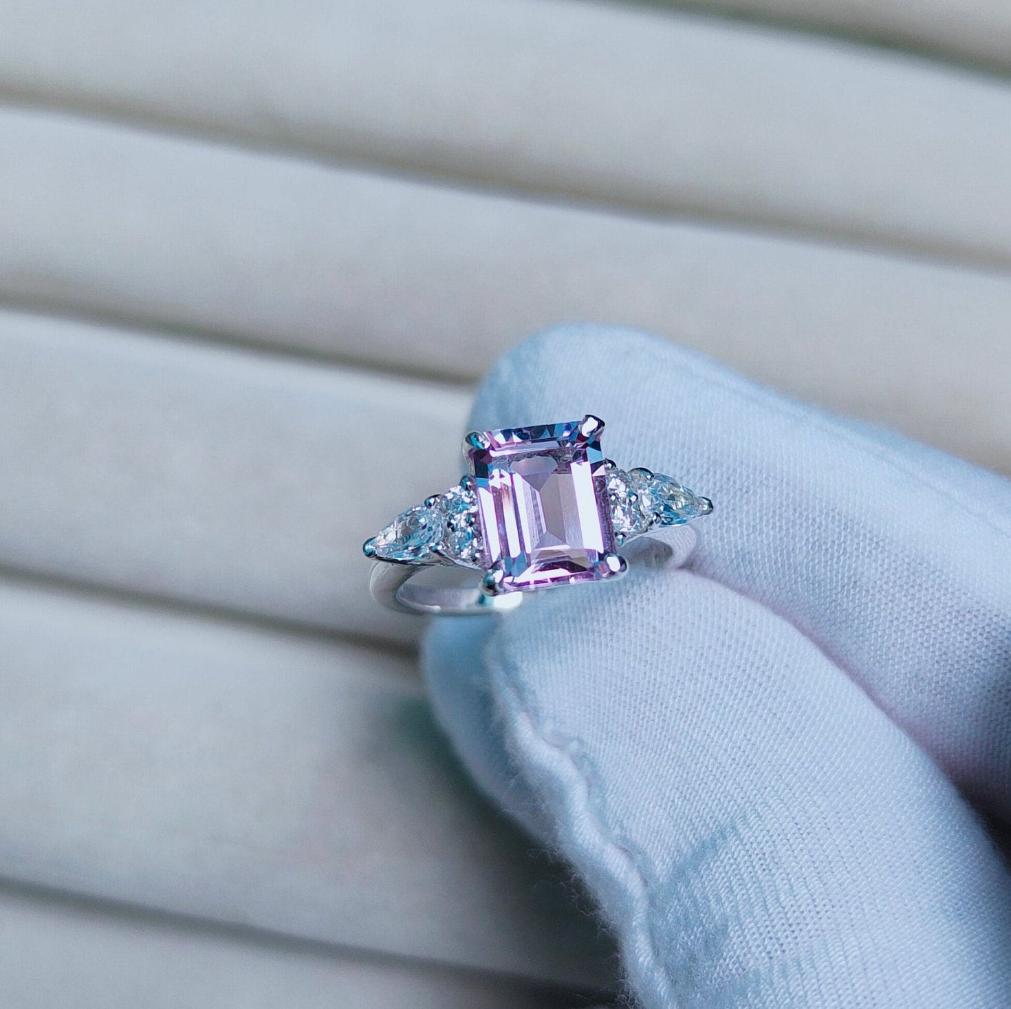 Rose De France Amethyst Ring 925 Sterling Silber Ring, Natürlicher Achteckiger Rosa Ehering Band von JewelsGalleryArt