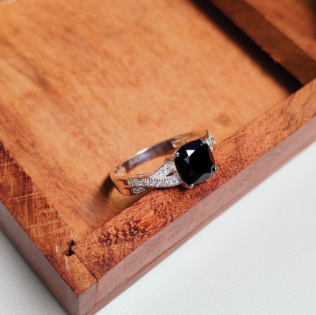 Schwarzer Onyx Ring, 925 Sterling Silber Kissen Cut Schwarzer Ring Für Geschenk, Handgemachter von JewelsGalleryArt