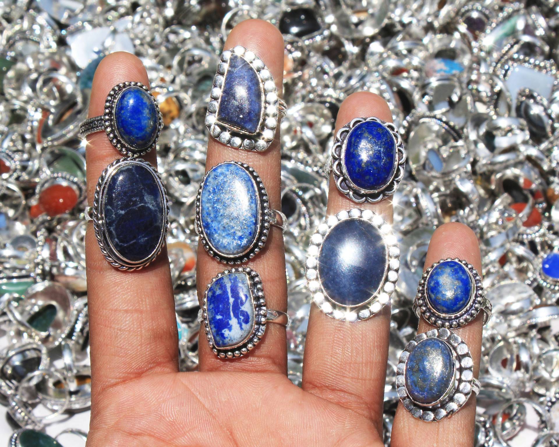 Natürlicher Lapis Lazuli Edelstein Ringe, Silber Overlay Kristall Hippie Ring, Geschenk Für Frauen, Boho Ethno Schmuck von JewelsHandmadeCo