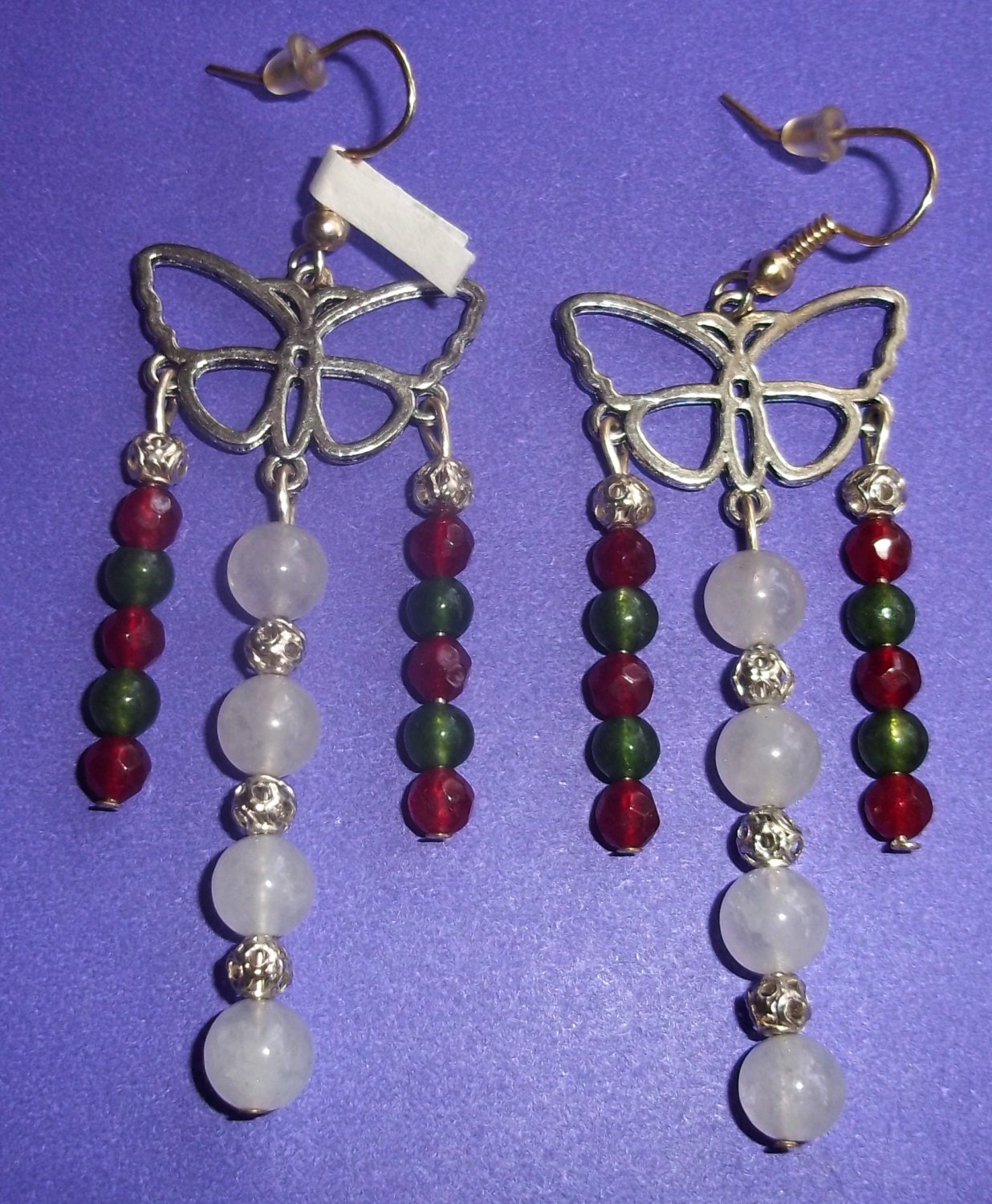 Schmetterling Ohrringe Chandelier Weiße Jade Granat Grüne Rote Edelstein Perlen Schmetterling Ohrringe Chandelier Weiße Jade Granat Grüne Rote Edelstein Perlen von JewelsOTE
