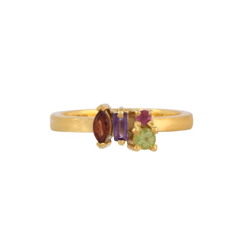 Amethyst, Granat, Peridot & Rubin Gold Vermeil Über Sterling Silber Ring von JewelsOfRoyals