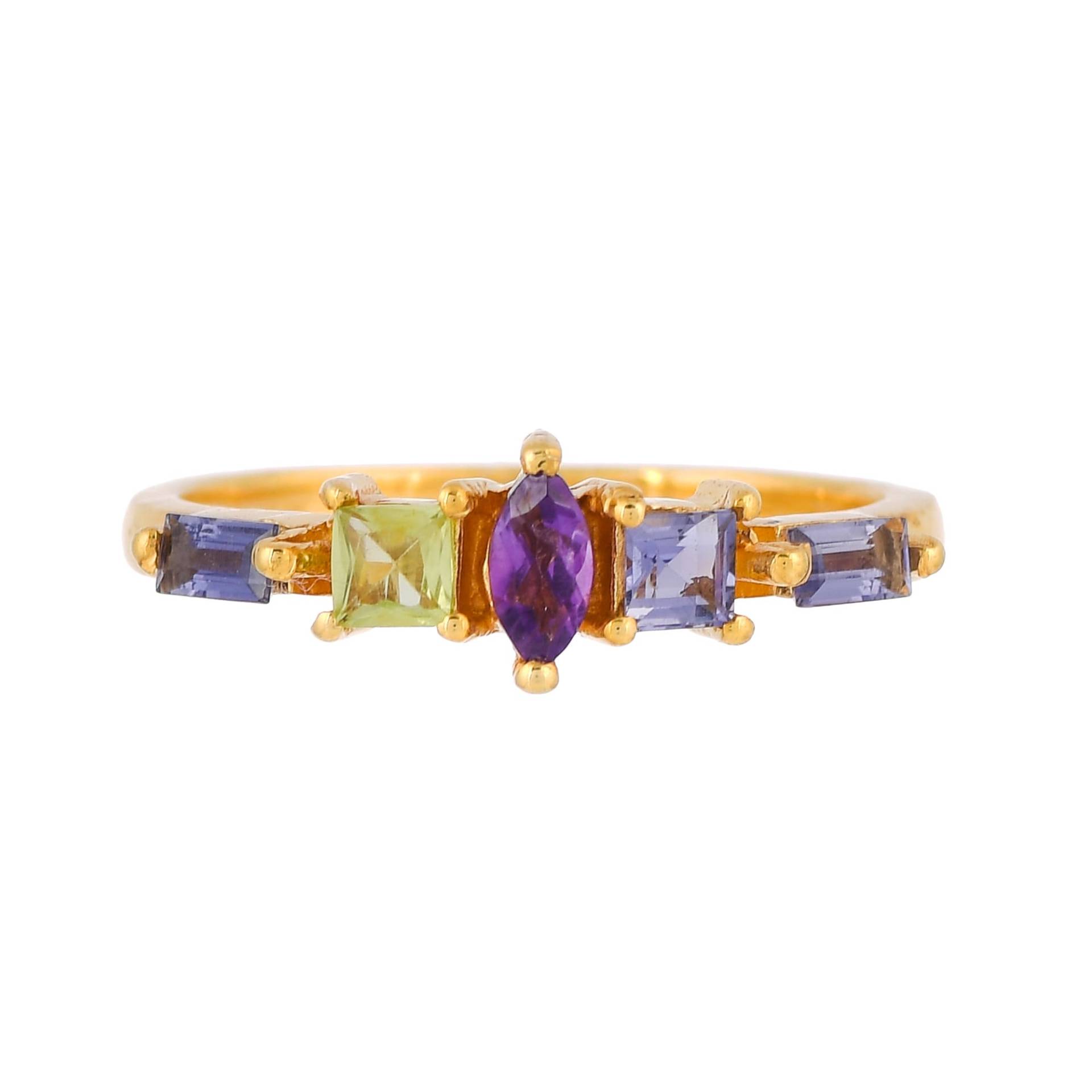 Amethyst, Peridot & Iolith 14K Gold Vermeil Over Sterling Silber Ring von JewelsOfRoyals