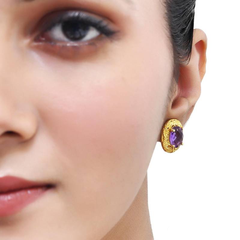 Amethyst Gold Vermeil Über Sterling Silber Ohrstecker von JewelsOfRoyals