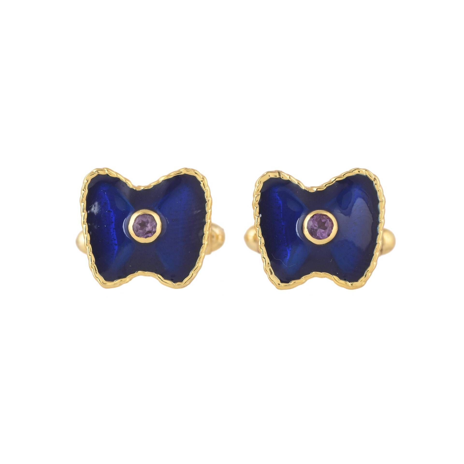 Amethyst Vergoldeter Messing Emaillierter Manschettenknopf von JewelsOfRoyals