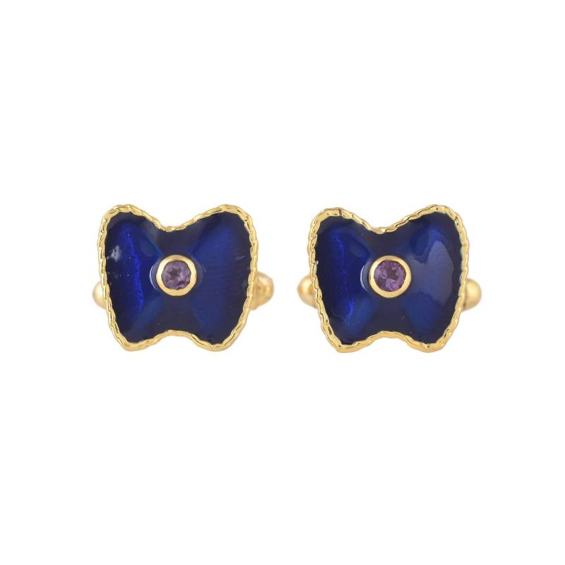 Amethyst Vergoldeter Messing Emaillierter Manschettenknopf von JewelsOfRoyals